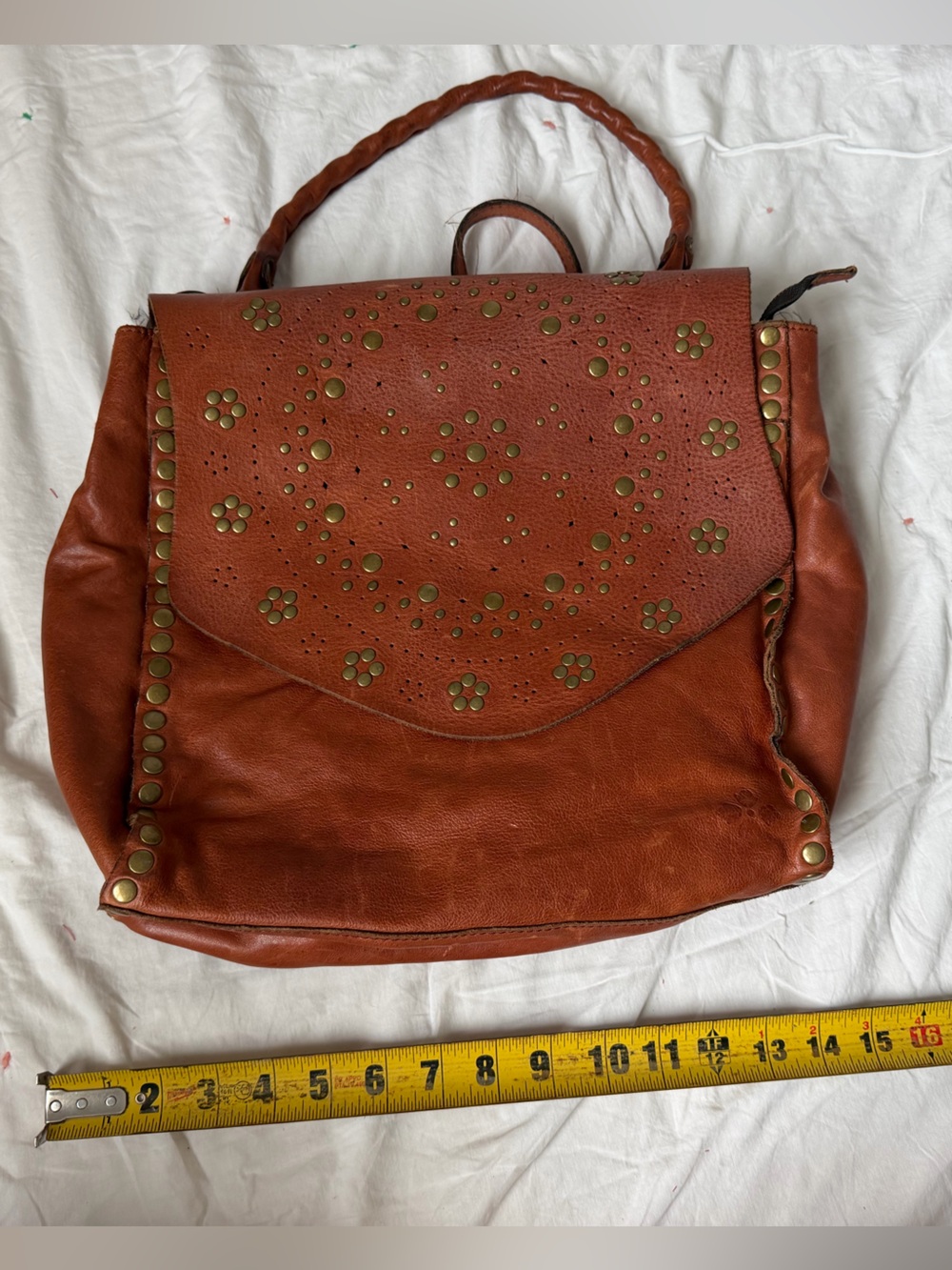 Rust Leather Studded Backpack - Picture 5 of 10